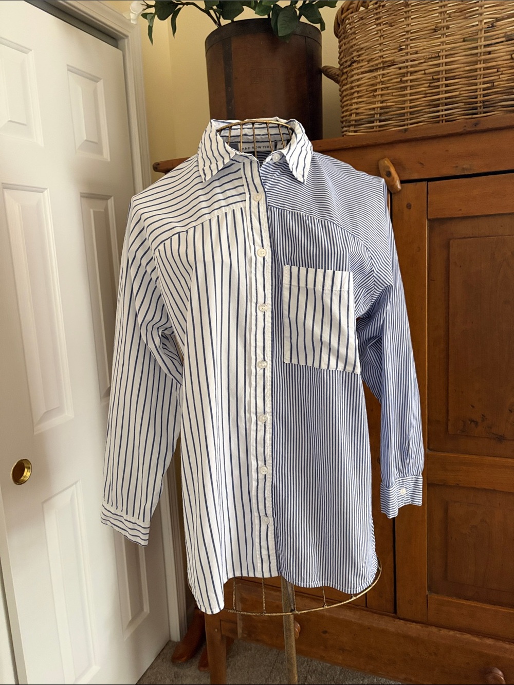 And Now This Striped Blue and White Button-Up Shirt